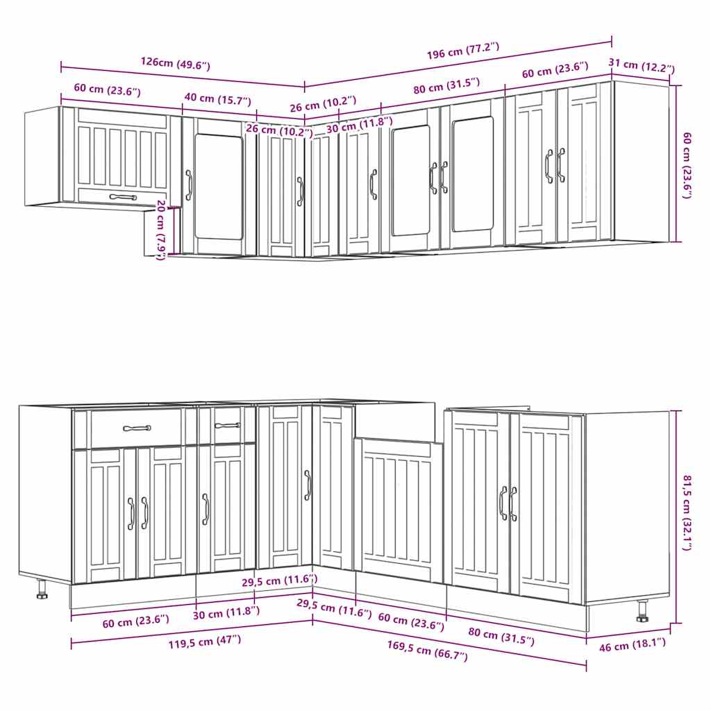 11-delige Keukenkastenset Lucca bewerkt hout betongrijs is nu te koop bij PeponiXL, paradijselijk wonen!