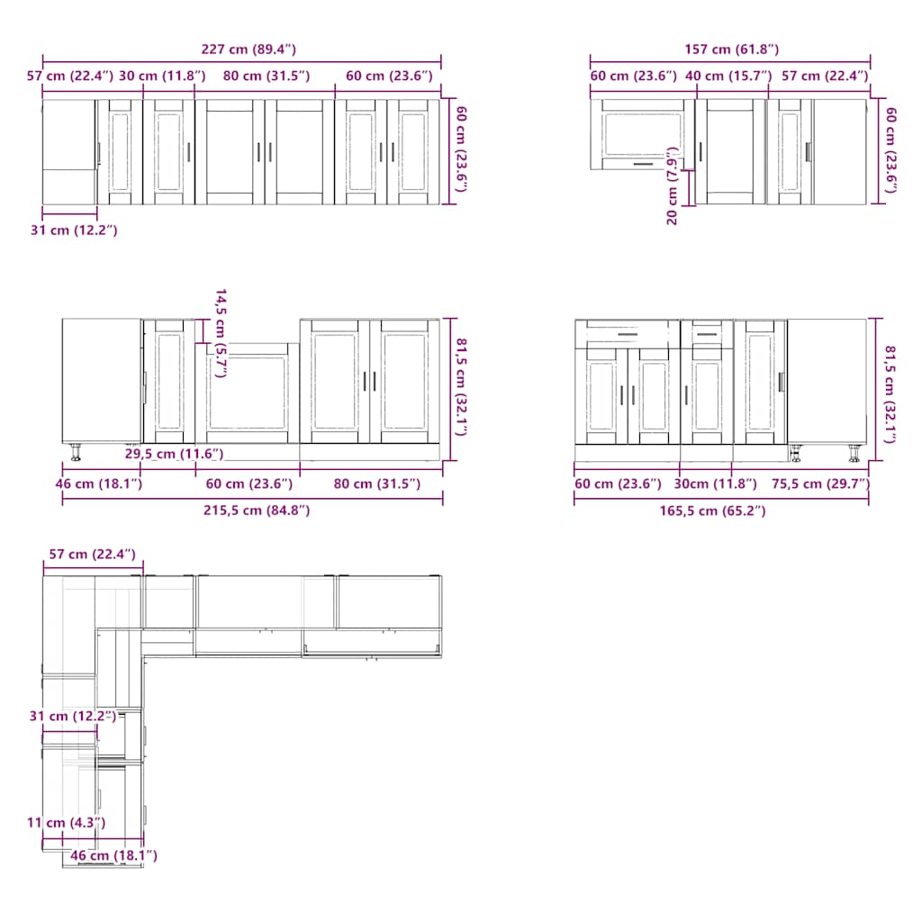 11-delige Keukenkastenset Porto bewerkt hout wit is nu te koop bij PeponiXL, paradijselijk wonen!