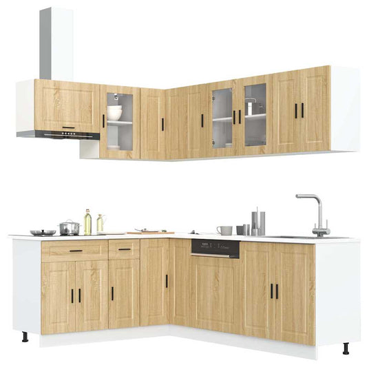 11-delige Keukenkastenset Porto bewerkt hout sonoma eikenkleur is nu te koop bij PeponiXL, paradijselijk wonen!
