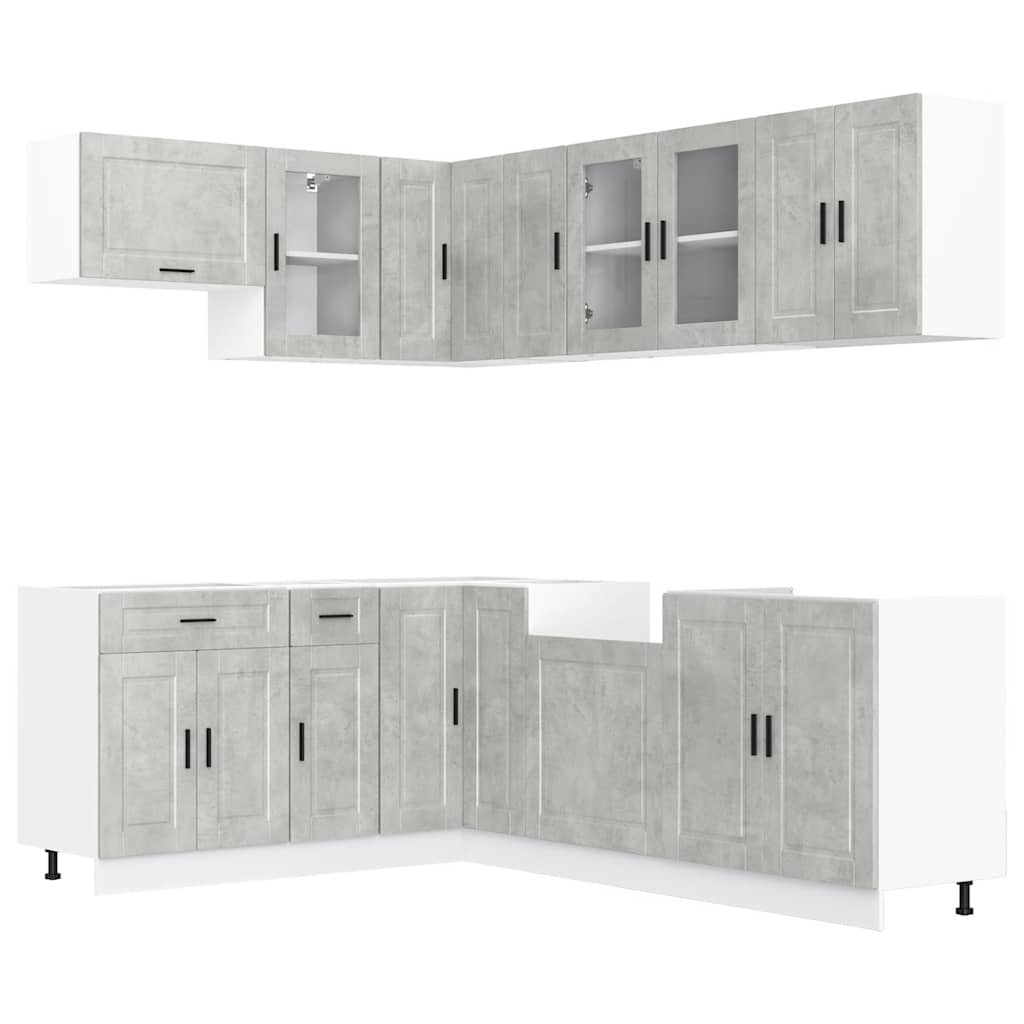 11-delige Keukenkastenset Porto bewerkt hout betongrijs is nu te koop bij PeponiXL, paradijselijk wonen!