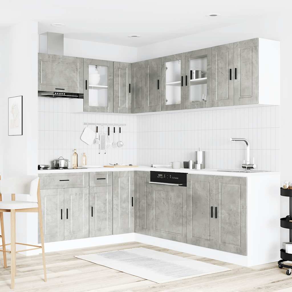11-delige Keukenkastenset Porto bewerkt hout betongrijs is nu te koop bij PeponiXL, paradijselijk wonen!