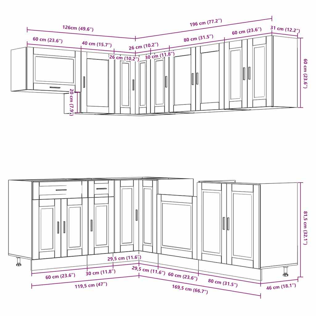 11-delige Keukenkastenset Porto bewerkt hout betongrijs is nu te koop bij PeponiXL, paradijselijk wonen!