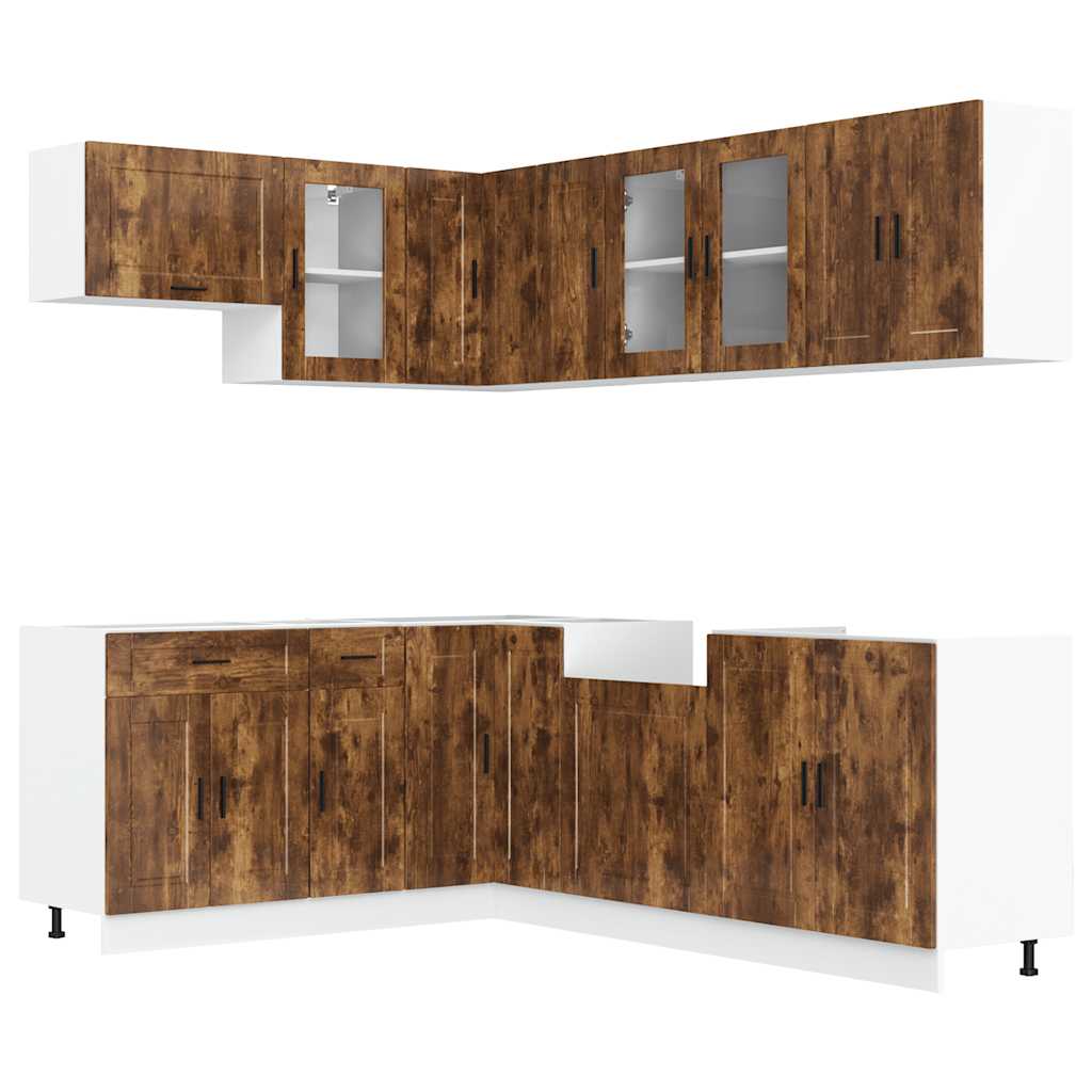 11-delige Keukenkastenset Porto bewerkt hout gerookt eiken is nu te koop bij PeponiXL, paradijselijk wonen!
