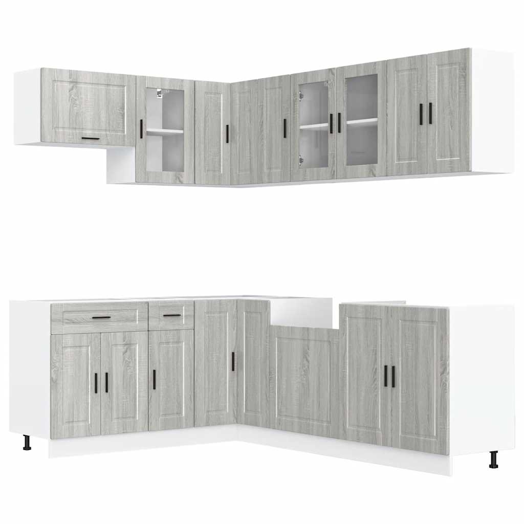 11-delige Keukenkastenset Porto bewerkt hout grijs sonoma eiken is nu te koop bij PeponiXL, paradijselijk wonen!