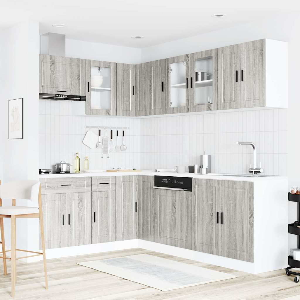 11-delige Keukenkastenset Porto bewerkt hout grijs sonoma eiken is nu te koop bij PeponiXL, paradijselijk wonen!