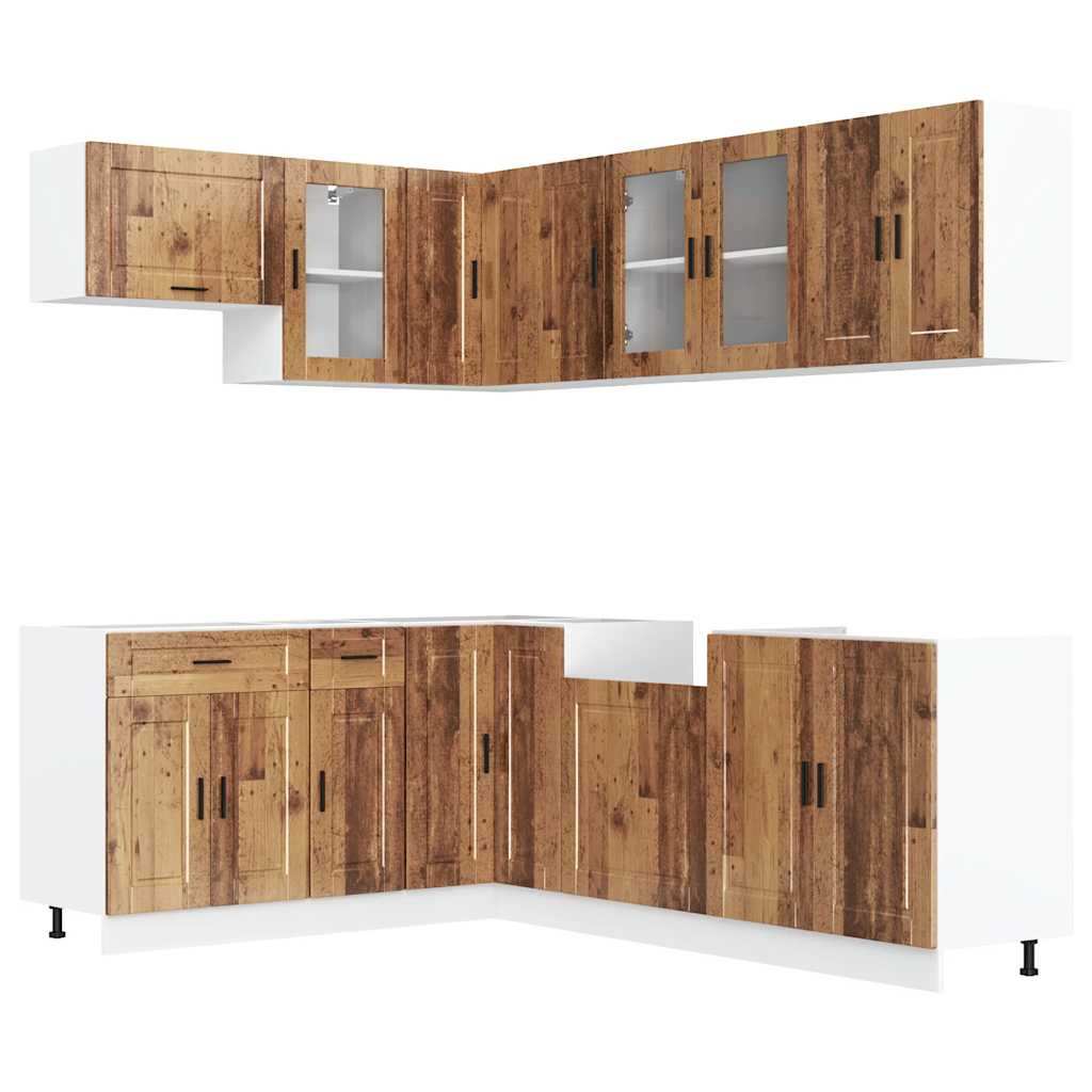 11-delige Keukenkastenset Porto bewerkt hout oud houtkleurig is nu te koop bij PeponiXL, paradijselijk wonen!