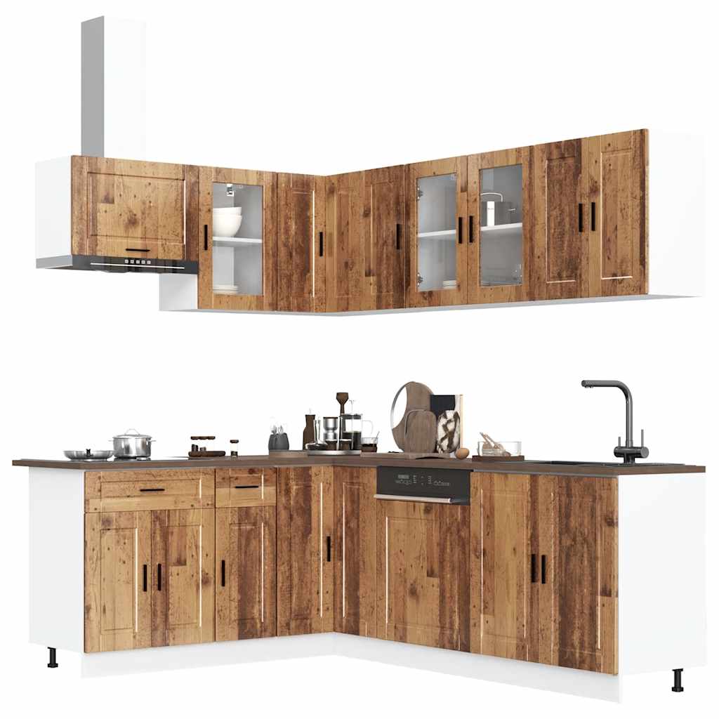 11-delige Keukenkastenset Porto bewerkt hout oud houtkleurig is nu te koop bij PeponiXL, paradijselijk wonen!