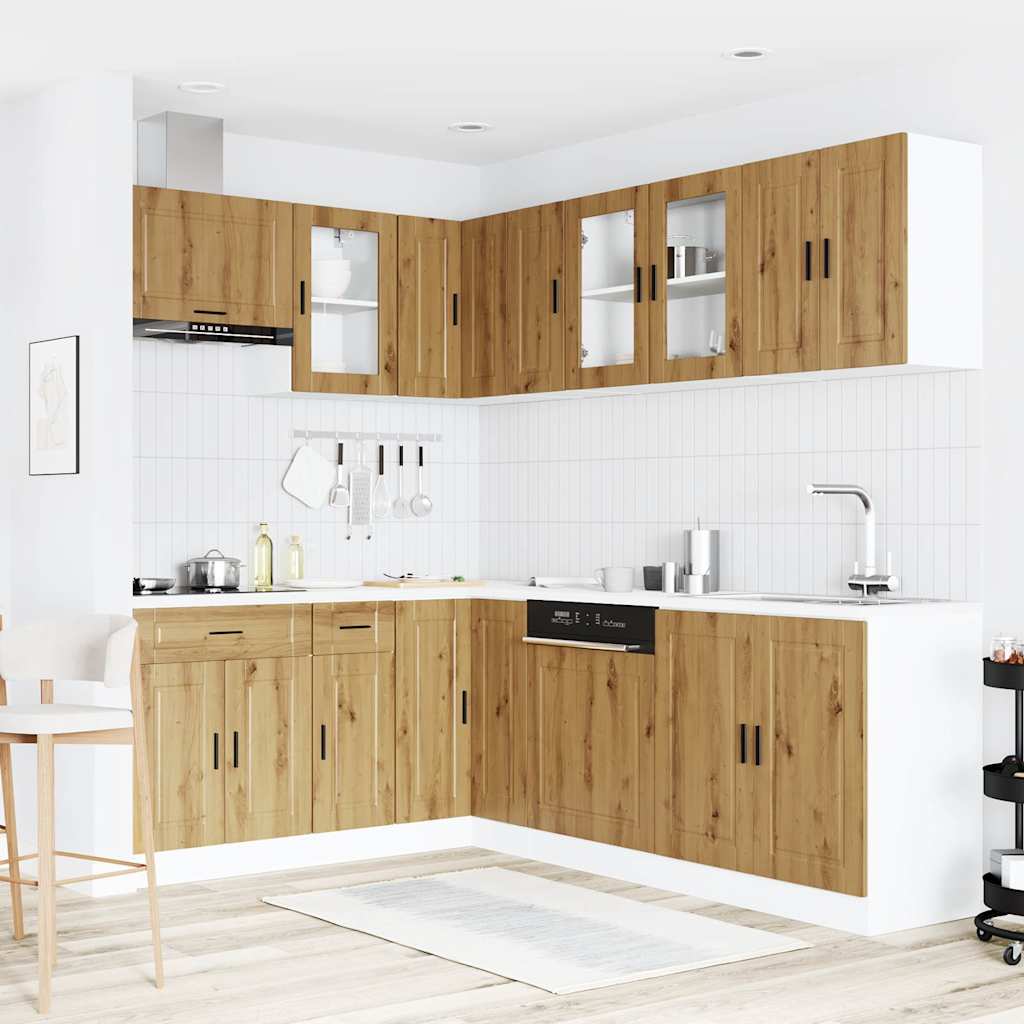 11-delige Keukenkastenset Porto bewerkt hout artisanaal eiken is nu te koop bij PeponiXL, paradijselijk wonen!