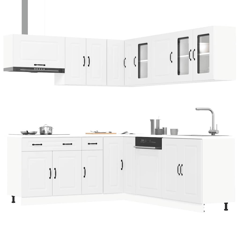 11-delige Keukenkastenset Kalmar bewerkt hout wit is nu te koop bij PeponiXL, paradijselijk wonen!