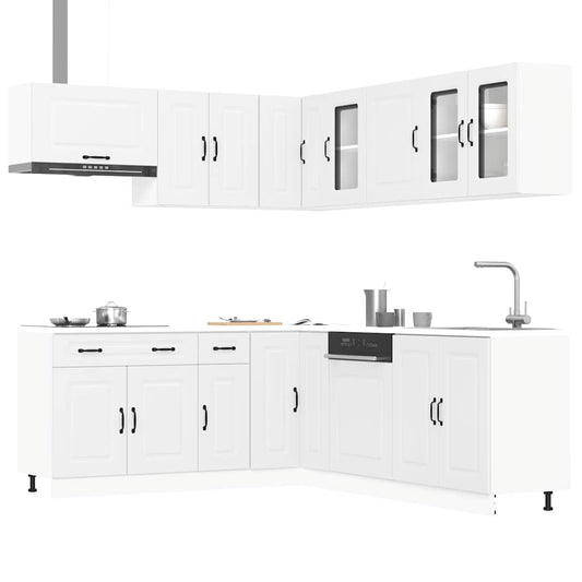 11-delige Keukenkastenset Kalmar bewerkt hout wit is nu te koop bij PeponiXL, paradijselijk wonen!