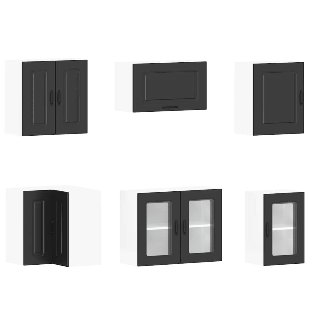 11-delige Keukenkastenset Kalmar bewerkt hout zwart is nu te koop bij PeponiXL, paradijselijk wonen!