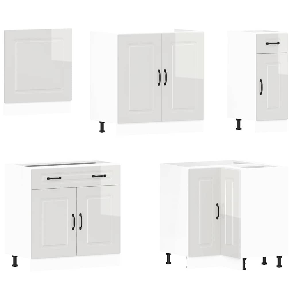 11-delige Keukenkastenset Kalmar bewerkt hout glanzend wit is nu te koop bij PeponiXL, paradijselijk wonen!