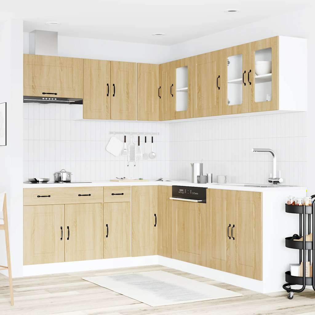 11-delige Keukenkastenset Kalmar bewerkt hout sonoma eikenkleur is nu te koop bij PeponiXL, paradijselijk wonen!
