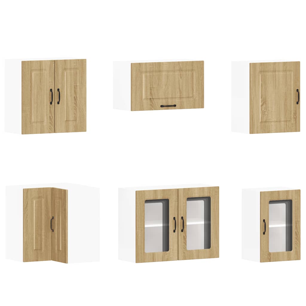 11-delige Keukenkastenset Kalmar bewerkt hout sonoma eikenkleur is nu te koop bij PeponiXL, paradijselijk wonen!