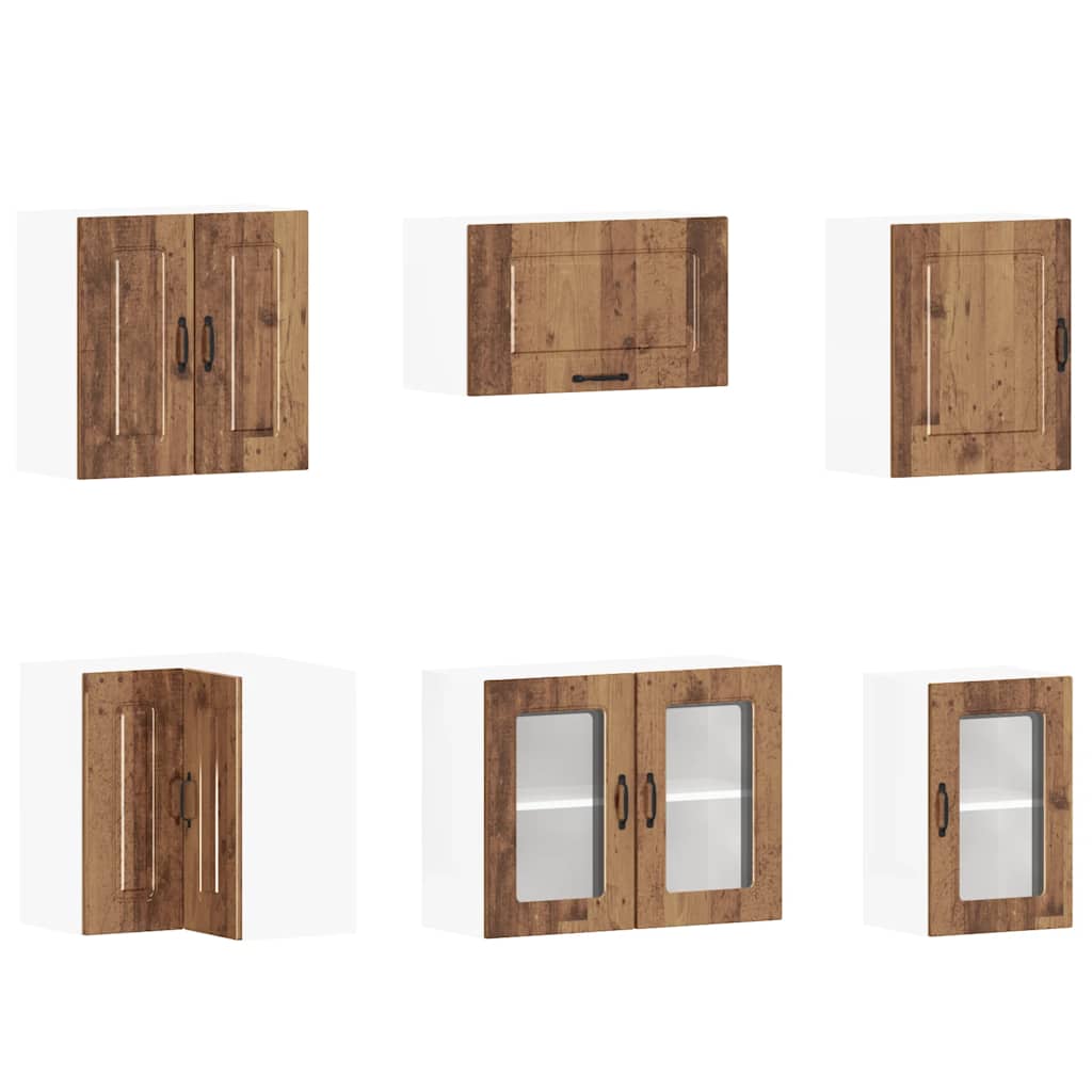 11-delige Keukenkastenset Kalmar bewerkt hout oud houtkleurig is nu te koop bij PeponiXL, paradijselijk wonen!