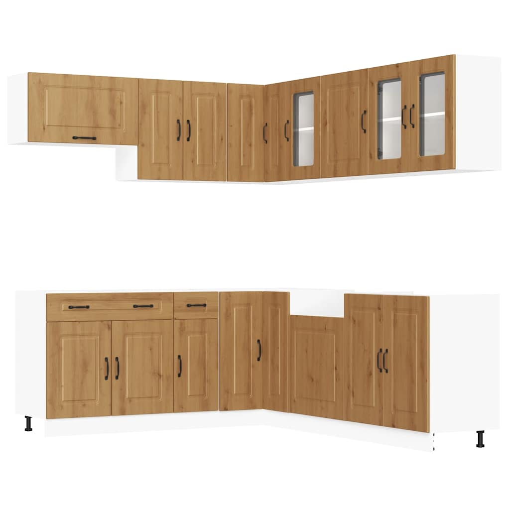 11-delige Keukenkastenset Kalmar bewerkt hout artisanaal eiken is nu te koop bij PeponiXL, paradijselijk wonen!