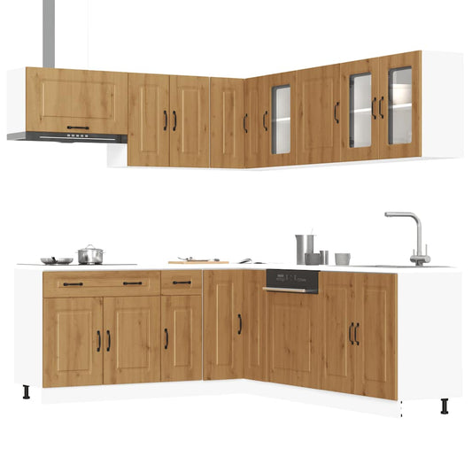 11-delige Keukenkastenset Kalmar bewerkt hout artisanaal eiken is nu te koop bij PeponiXL, paradijselijk wonen!