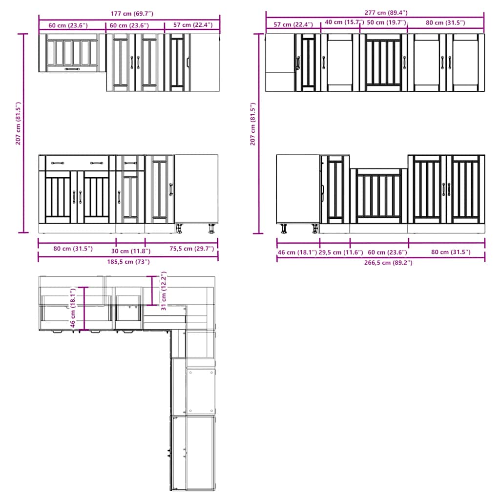 11-delige Keukenkastenset Lucca bewerkt hout wit is nu te koop bij PeponiXL, paradijselijk wonen!