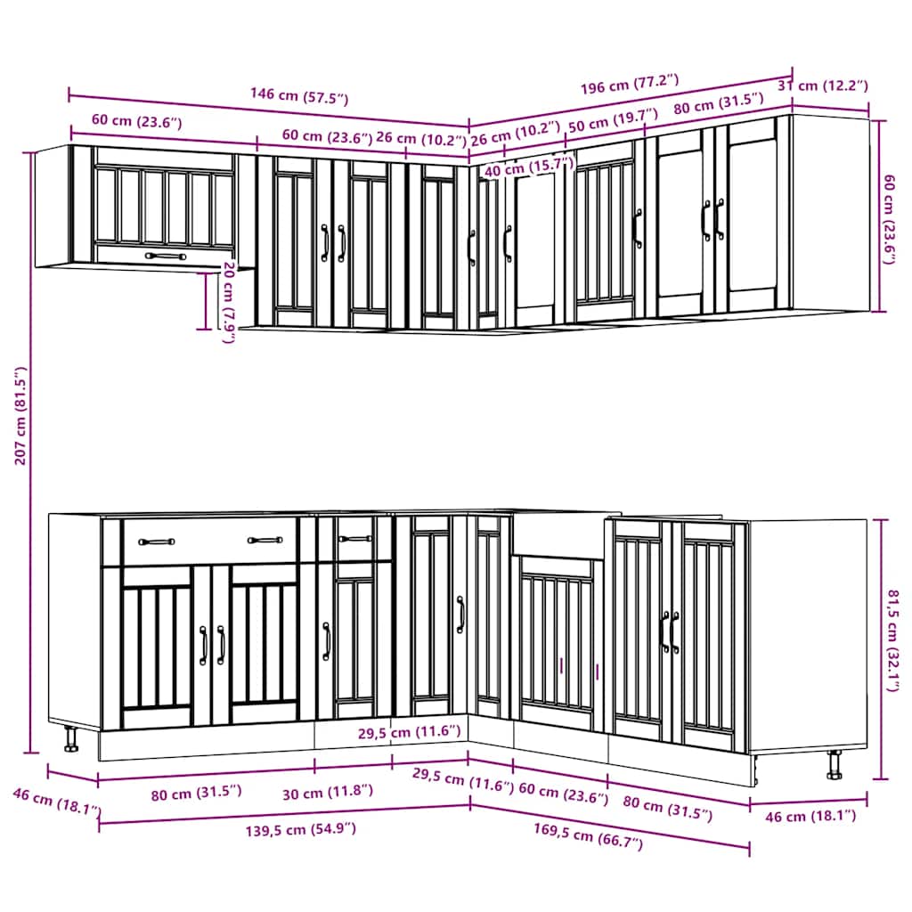 11-delige Keukenkastenset Lucca bewerkt hout wit is nu te koop bij PeponiXL, paradijselijk wonen!