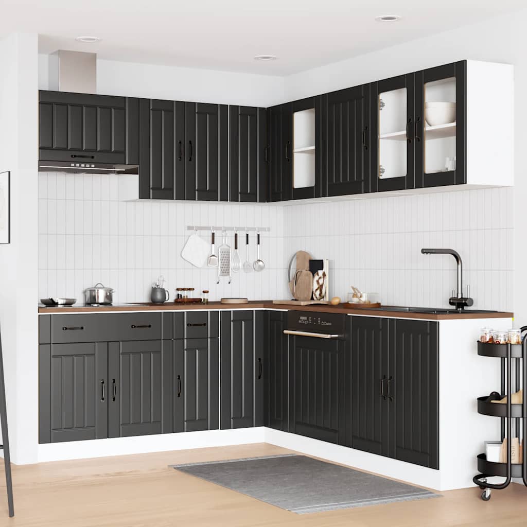 11-delige Keukenkastenset Lucca bewerkt hout zwart is nu te koop bij PeponiXL, paradijselijk wonen!
