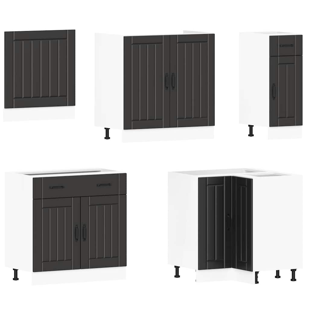 11-delige Keukenkastenset Lucca bewerkt hout zwart is nu te koop bij PeponiXL, paradijselijk wonen!