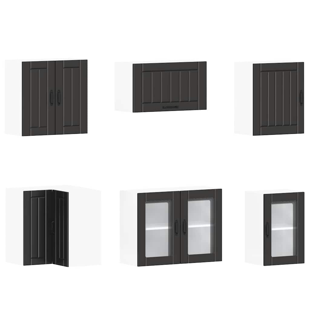 11-delige Keukenkastenset Lucca bewerkt hout zwart is nu te koop bij PeponiXL, paradijselijk wonen!