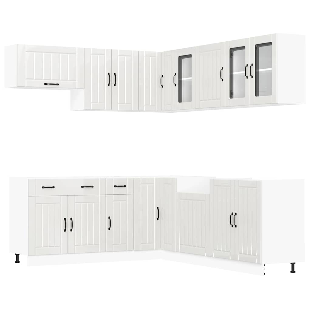11-delige Keukenkastenset Lucca bewerkt hout glanzend wit is nu te koop bij PeponiXL, paradijselijk wonen!