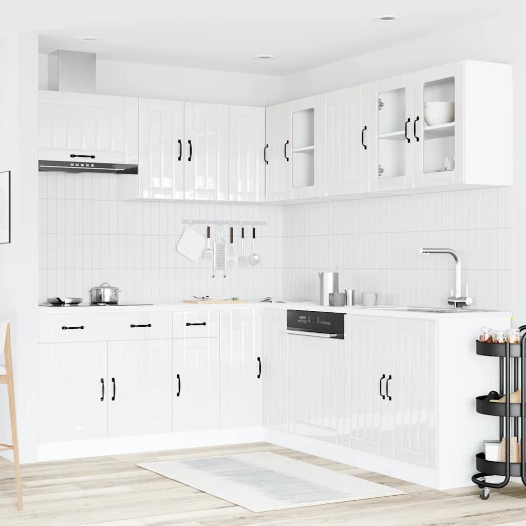 11-delige Keukenkastenset Lucca bewerkt hout glanzend wit is nu te koop bij PeponiXL, paradijselijk wonen!