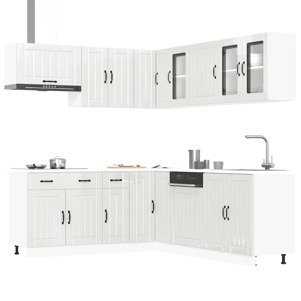 11-delige Keukenkastenset Lucca bewerkt hout glanzend wit is nu te koop bij PeponiXL, paradijselijk wonen!