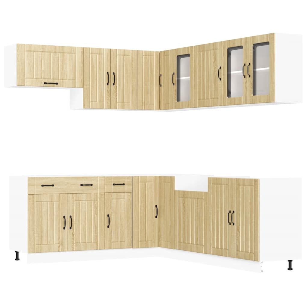 11-delige Keukenkastenset Lucca bewerkt hout sonoma eikenkleur is nu te koop bij PeponiXL, paradijselijk wonen!