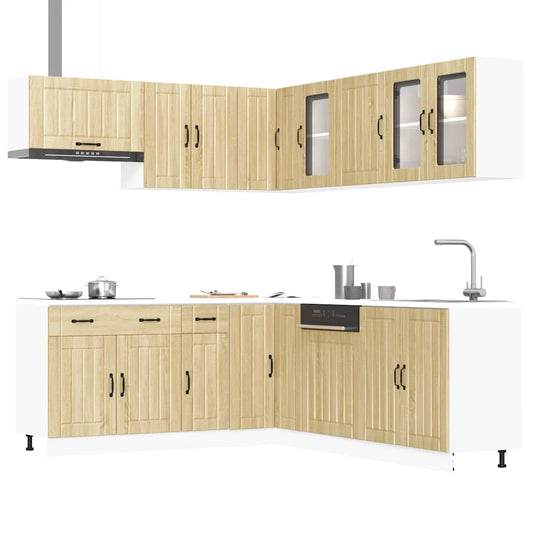 11-delige Keukenkastenset Lucca bewerkt hout sonoma eikenkleur is nu te koop bij PeponiXL, paradijselijk wonen!