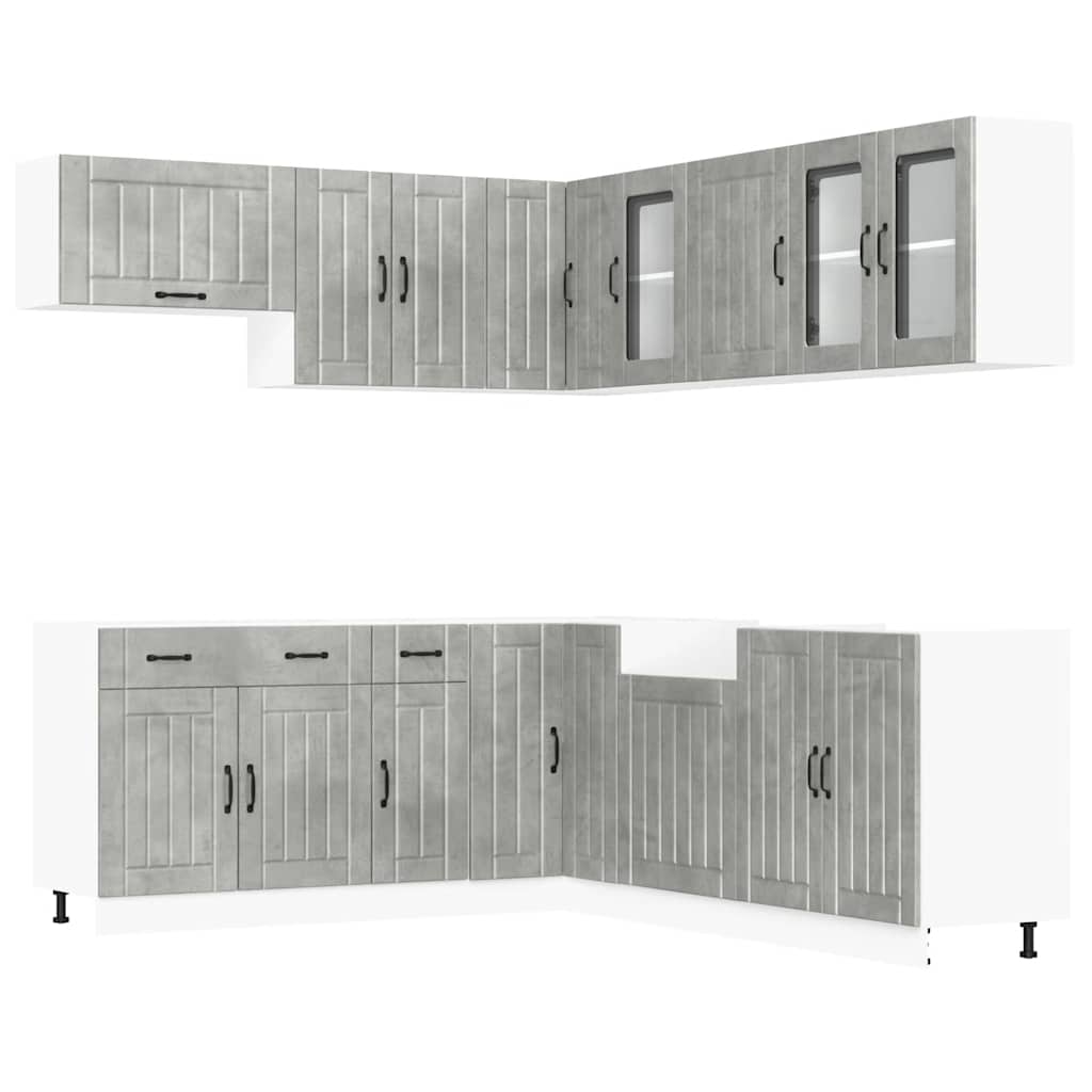 11-delige Keukenkastenset Lucca bewerkt hout betongrijs is nu te koop bij PeponiXL, paradijselijk wonen!