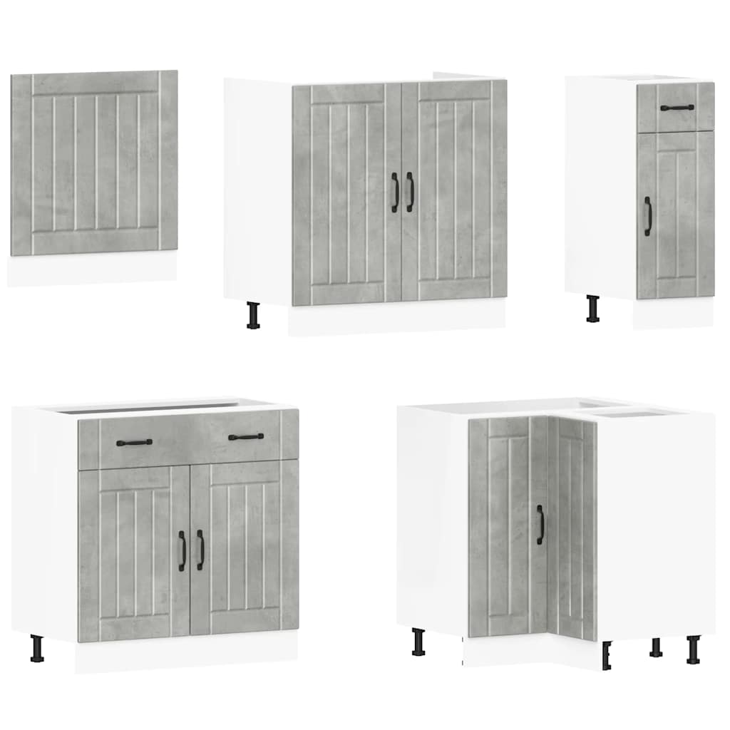 11-delige Keukenkastenset Lucca bewerkt hout betongrijs is nu te koop bij PeponiXL, paradijselijk wonen!