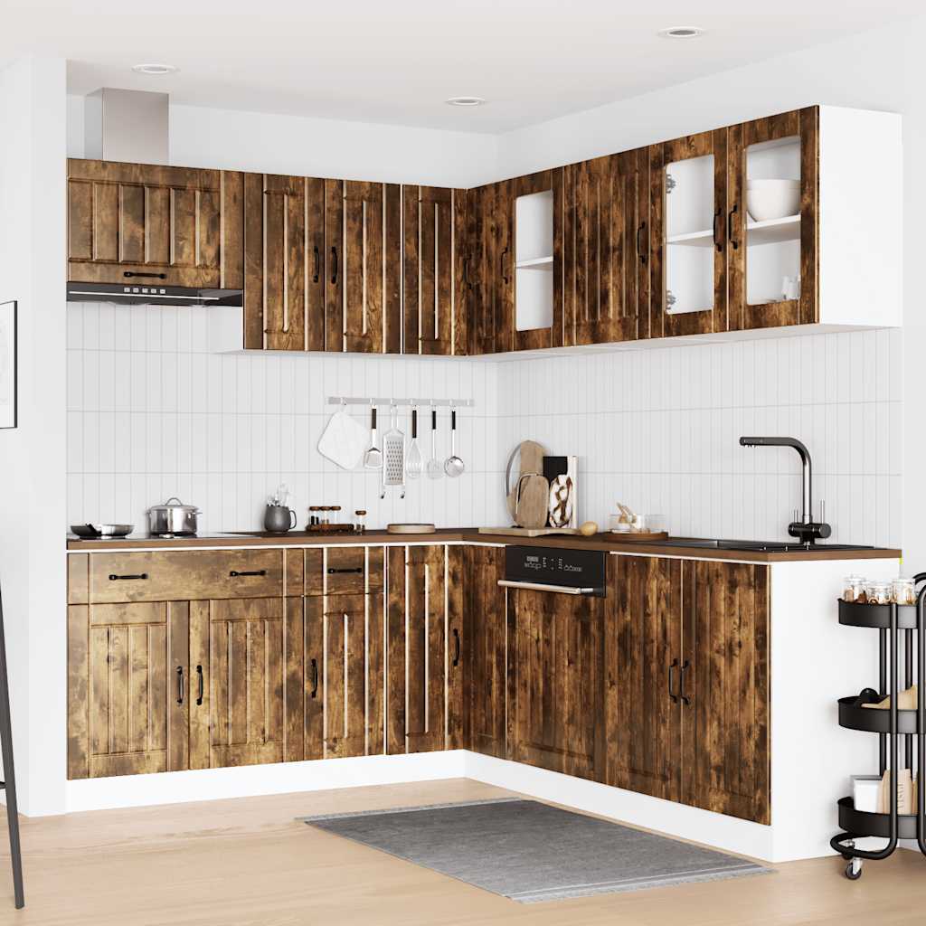 11-delige Keukenkastenset Lucca bewerkt hout gerookt eiken is nu te koop bij PeponiXL, paradijselijk wonen!