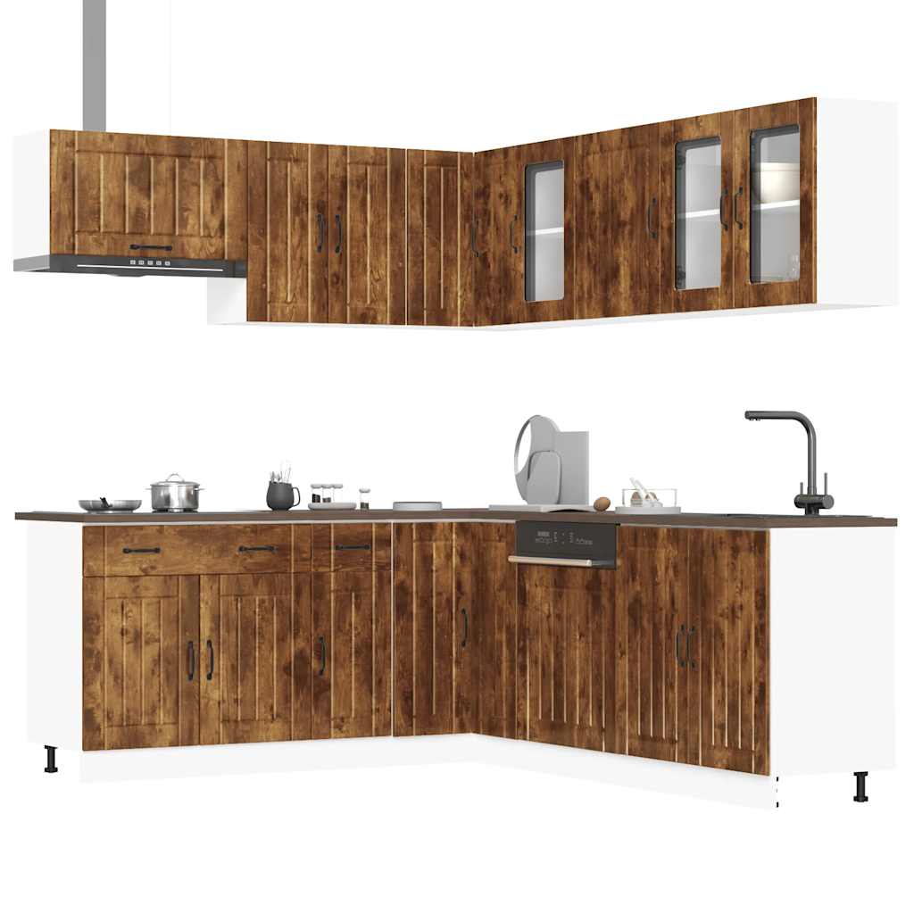 11-delige Keukenkastenset Lucca bewerkt hout gerookt eiken is nu te koop bij PeponiXL, paradijselijk wonen!
