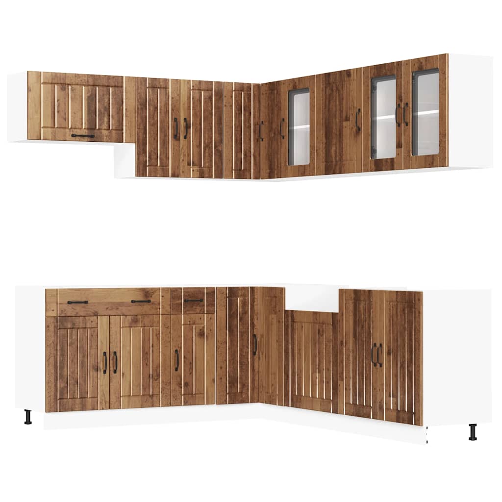 11-delige Keukenkastenset Lucca bewerkt hout oud houtkleurig is nu te koop bij PeponiXL, paradijselijk wonen!