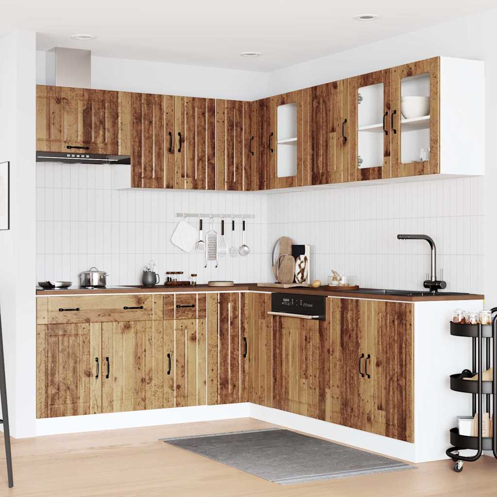 11-delige Keukenkastenset Lucca bewerkt hout oud houtkleurig is nu te koop bij PeponiXL, paradijselijk wonen!