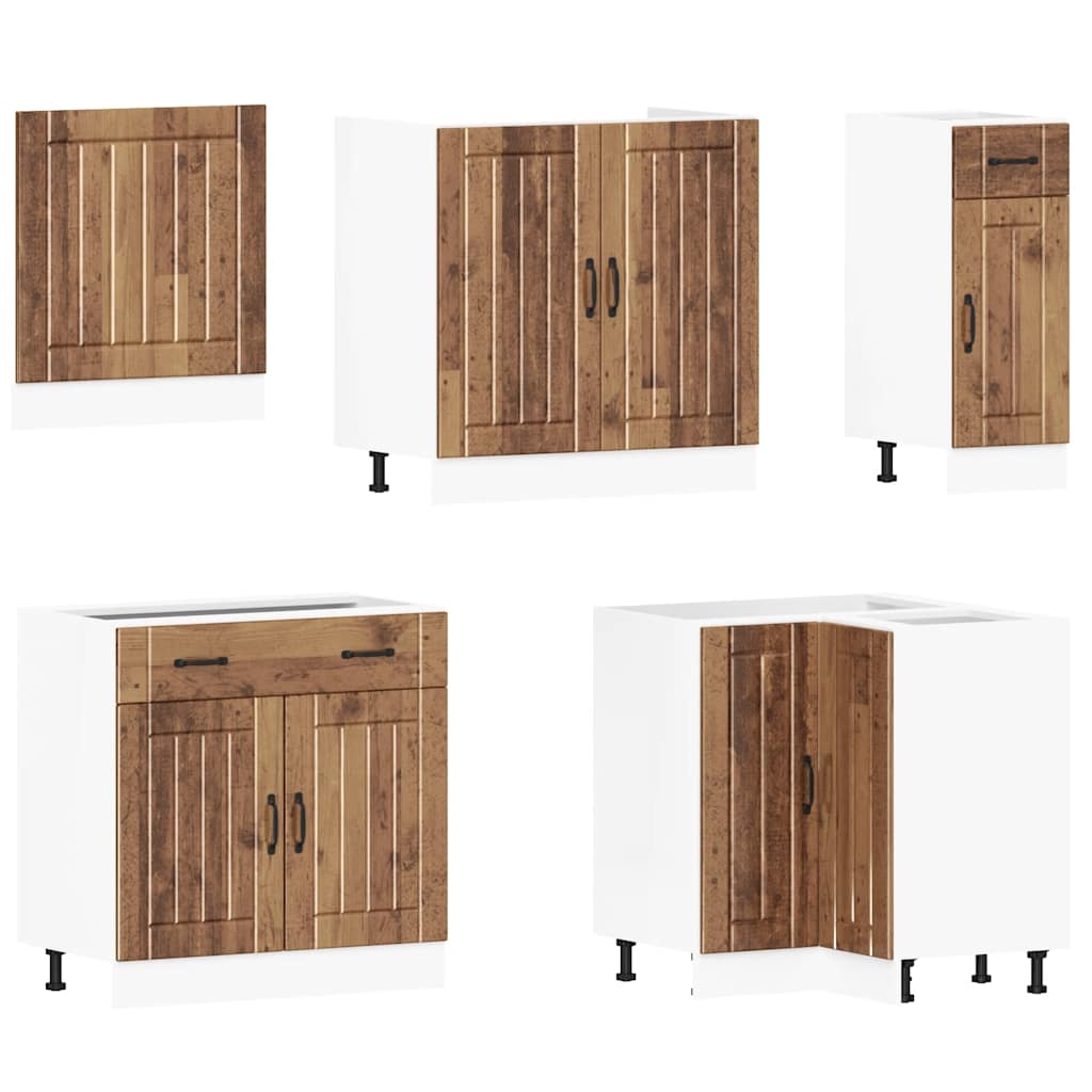 11-delige Keukenkastenset Lucca bewerkt hout oud houtkleurig is nu te koop bij PeponiXL, paradijselijk wonen!