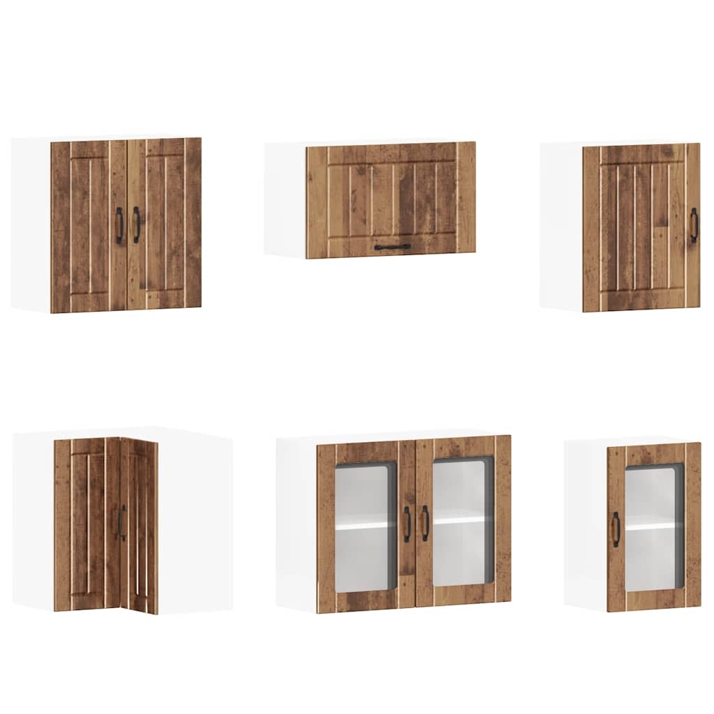 11-delige Keukenkastenset Lucca bewerkt hout oud houtkleurig is nu te koop bij PeponiXL, paradijselijk wonen!