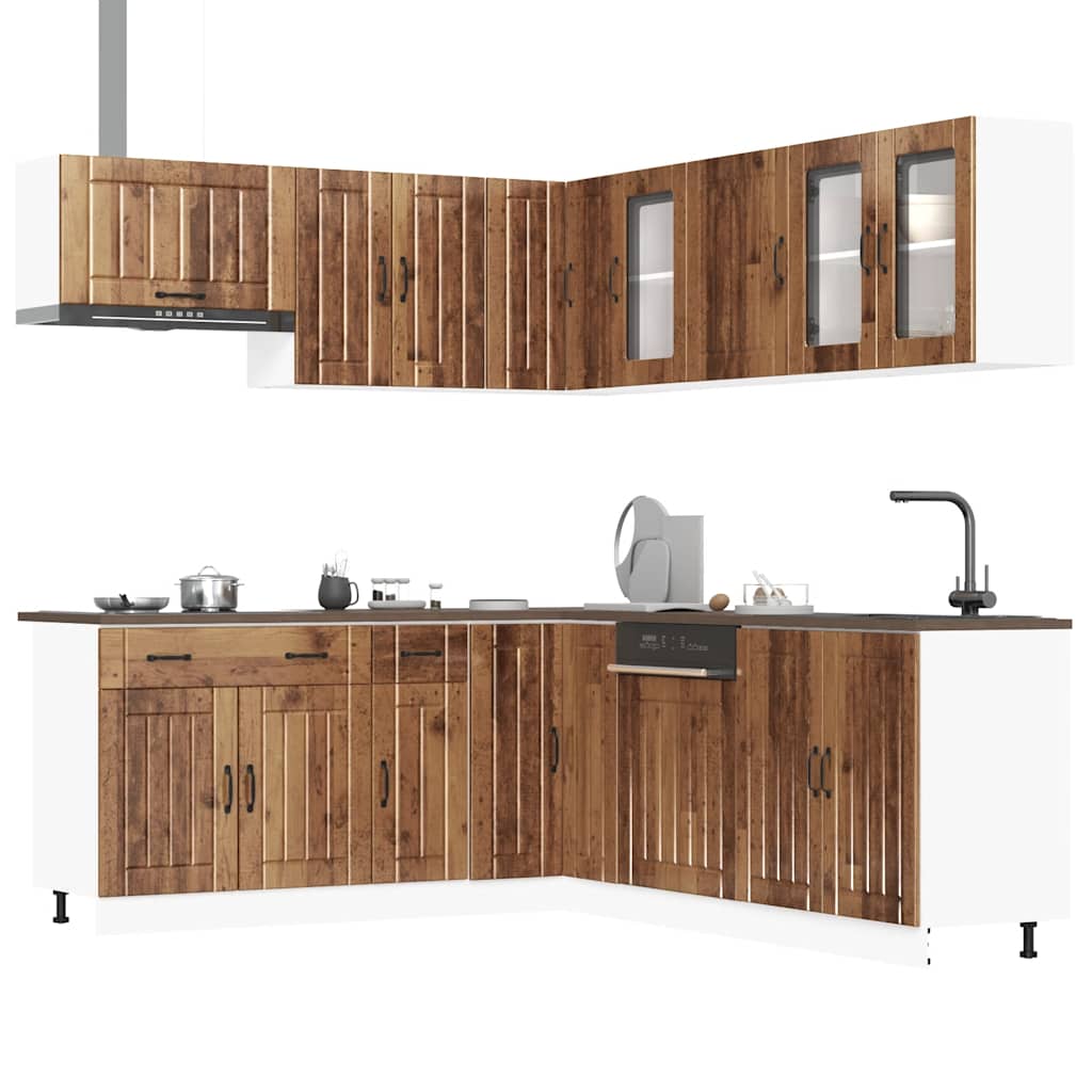 11-delige Keukenkastenset Lucca bewerkt hout oud houtkleurig is nu te koop bij PeponiXL, paradijselijk wonen!