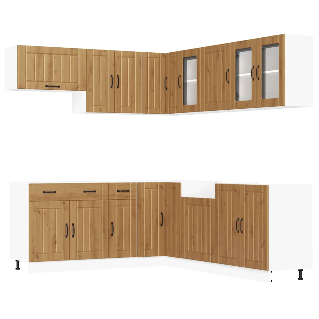 11-delige Keukenkastenset Lucca bewerkt hout artisanaal eiken is nu te koop bij PeponiXL, paradijselijk wonen!