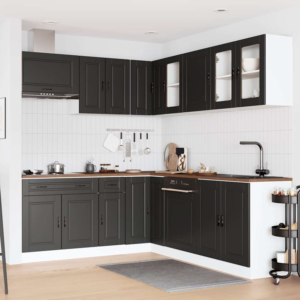 11-delige Keukenkastenset Porto bewerkt hout zwart is nu te koop bij PeponiXL, paradijselijk wonen!