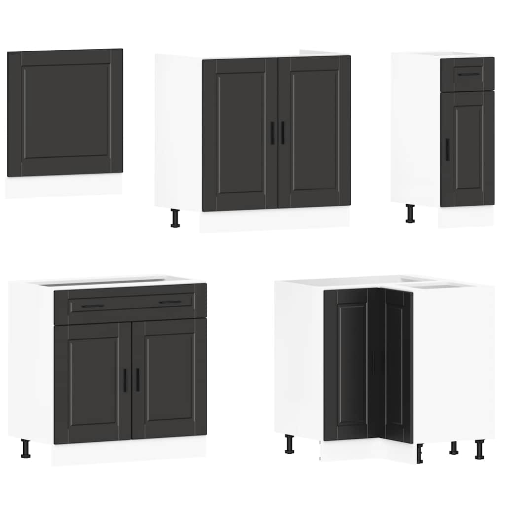 11-delige Keukenkastenset Porto bewerkt hout zwart is nu te koop bij PeponiXL, paradijselijk wonen!