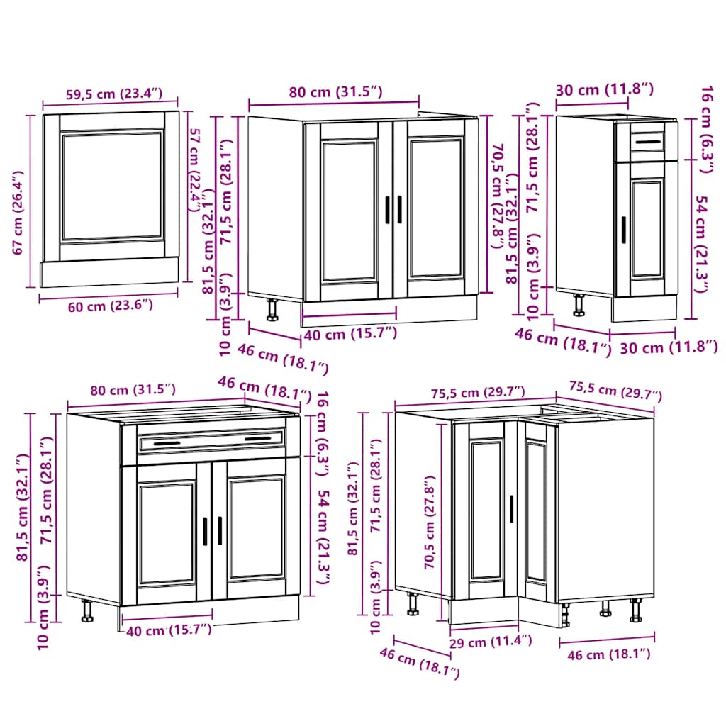 11-delige Keukenkastenset Porto bewerkt hout zwart is nu te koop bij PeponiXL, paradijselijk wonen!