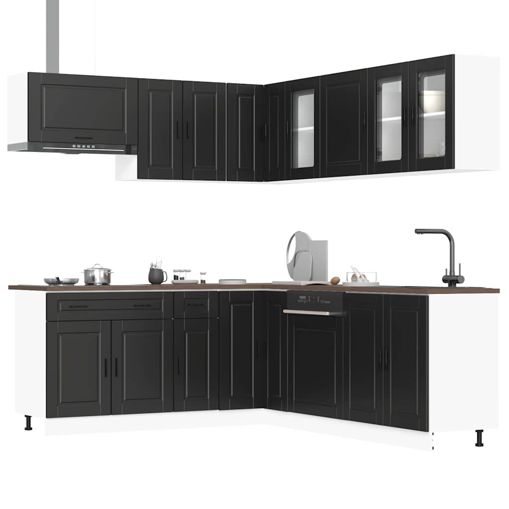 11-delige Keukenkastenset Porto bewerkt hout zwart is nu te koop bij PeponiXL, paradijselijk wonen!