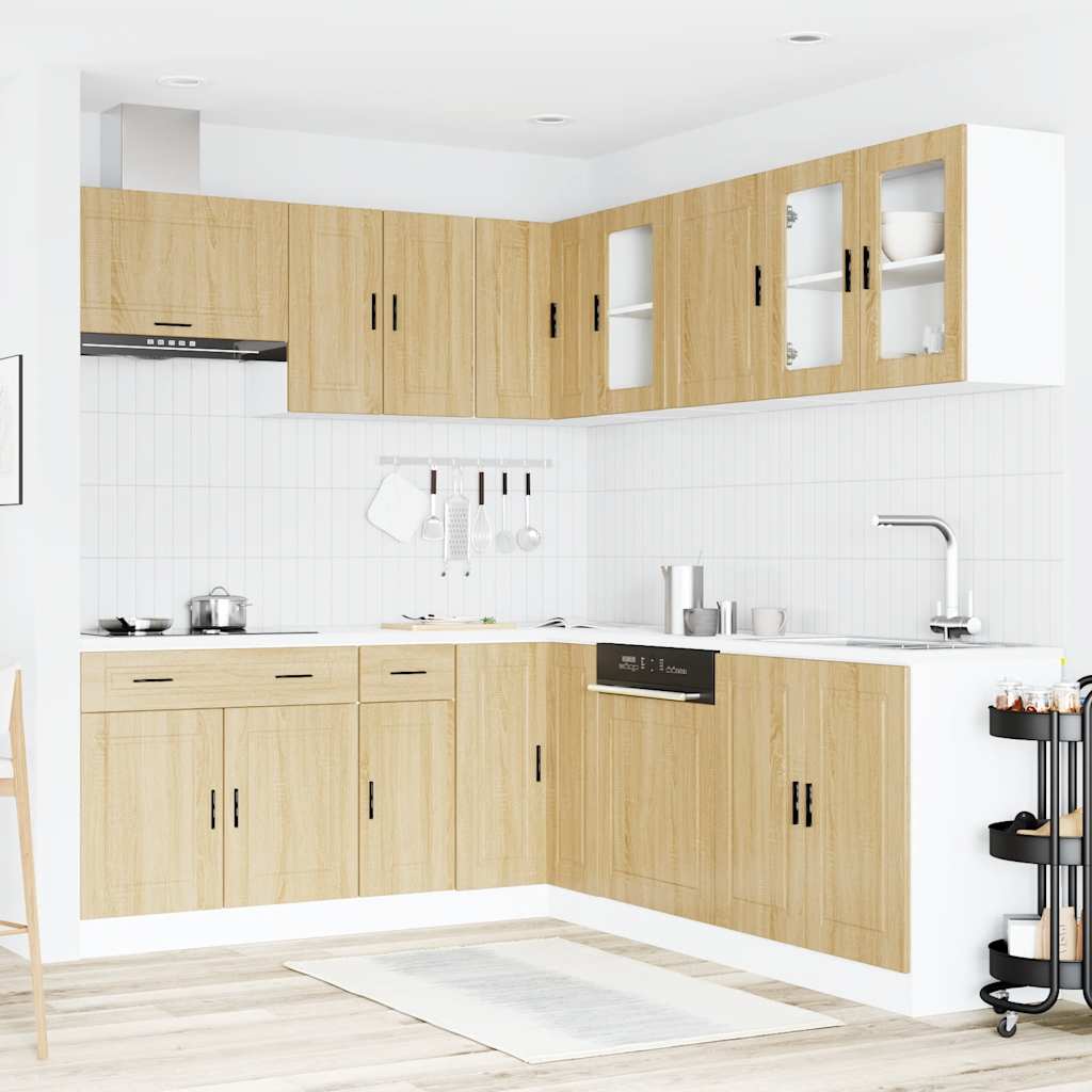 11-delige Keukenkastenset Porto bewerkt hout sonoma eikenkleur is nu te koop bij PeponiXL, paradijselijk wonen!