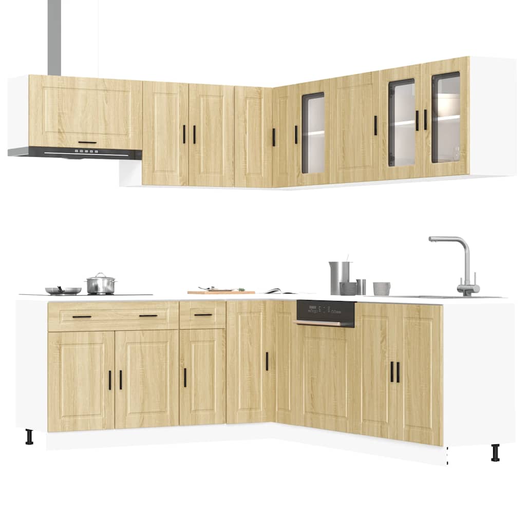 11-delige Keukenkastenset Porto bewerkt hout sonoma eikenkleur is nu te koop bij PeponiXL, paradijselijk wonen!