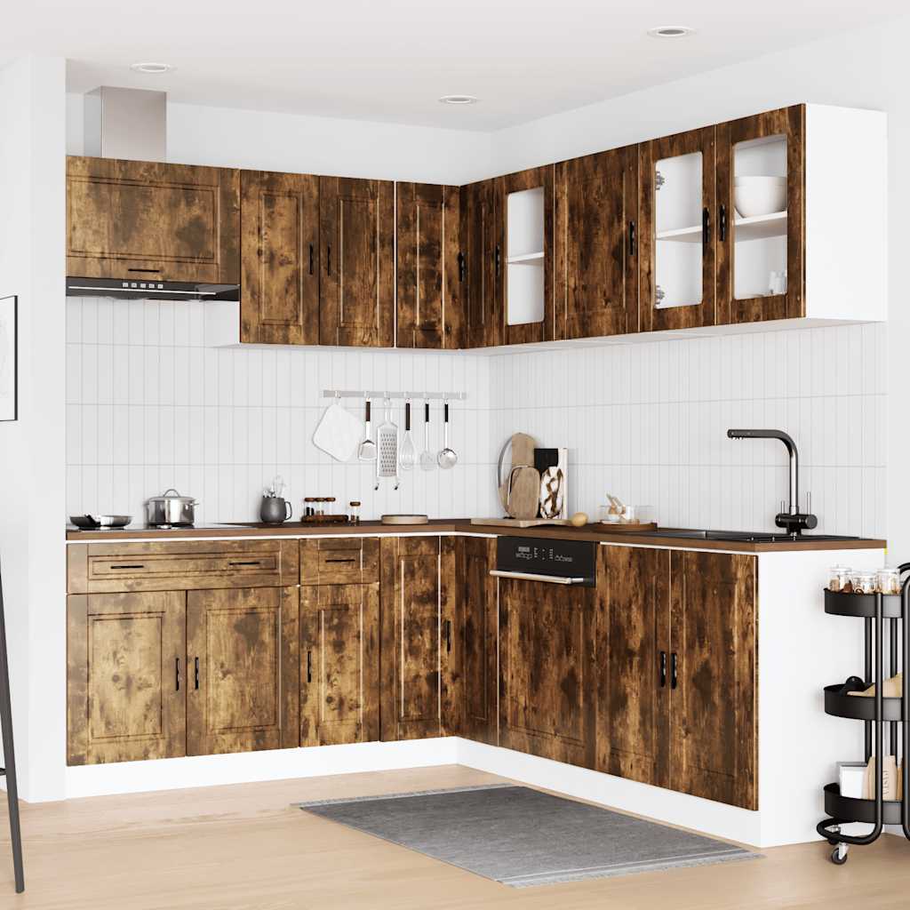 11-delige Keukenkastenset Porto bewerkt hout gerookt eiken is nu te koop bij PeponiXL, paradijselijk wonen!
