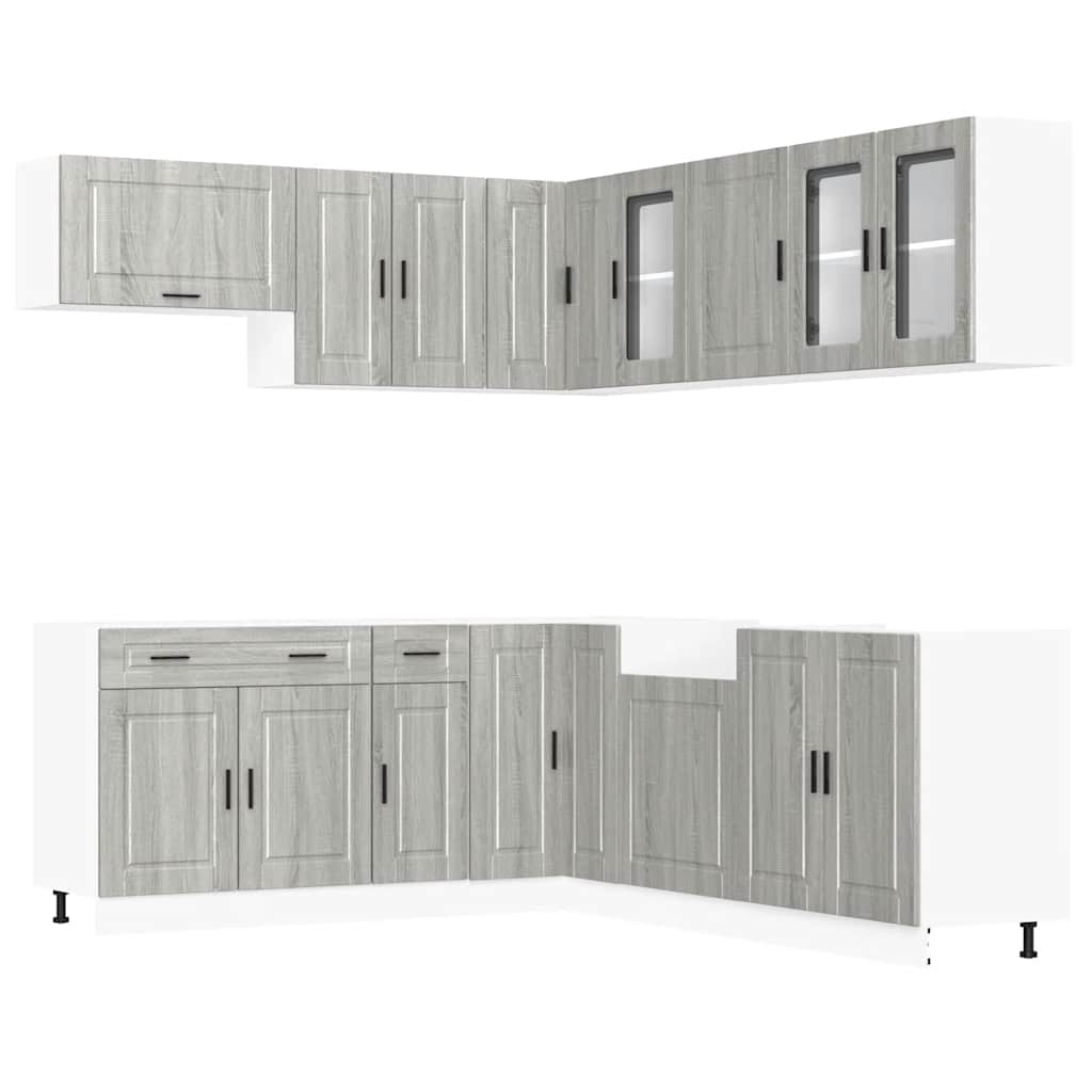 11-delige Keukenkastenset Porto bewerkt hout grijs sonoma eiken is nu te koop bij PeponiXL, paradijselijk wonen!