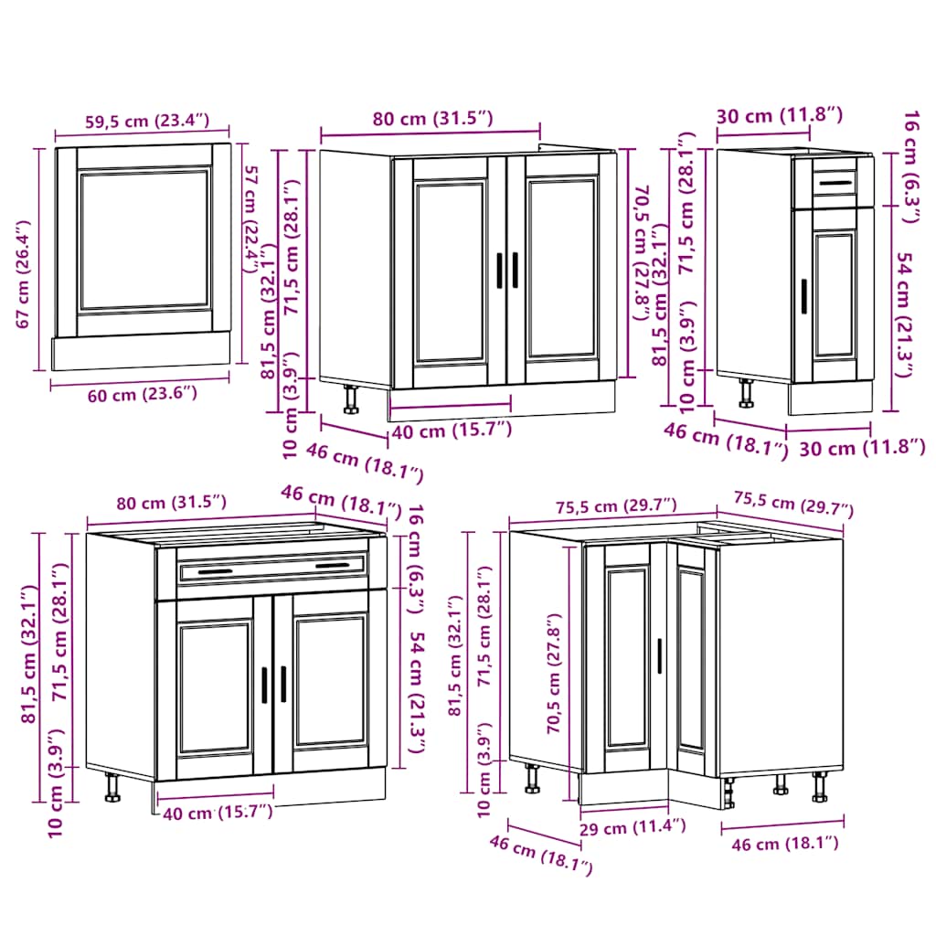11-delige Keukenkastenset Porto bewerkt hout grijs sonoma eiken is nu te koop bij PeponiXL, paradijselijk wonen!